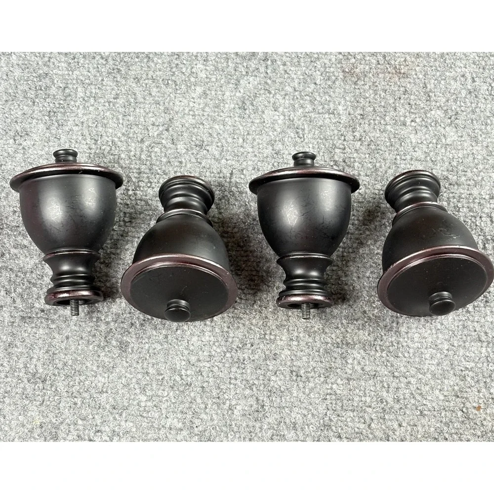 Vintage Black Curtain Rod Finials Purple Details Set of 4 Urn Shape 4